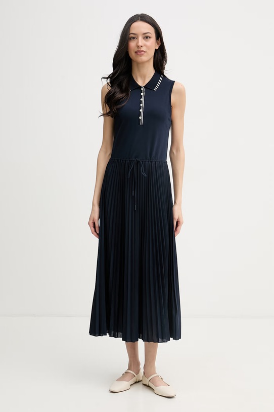 Tommy Hilfiger plisirana haljina s pamukom mornarsko plava WW0WW49621