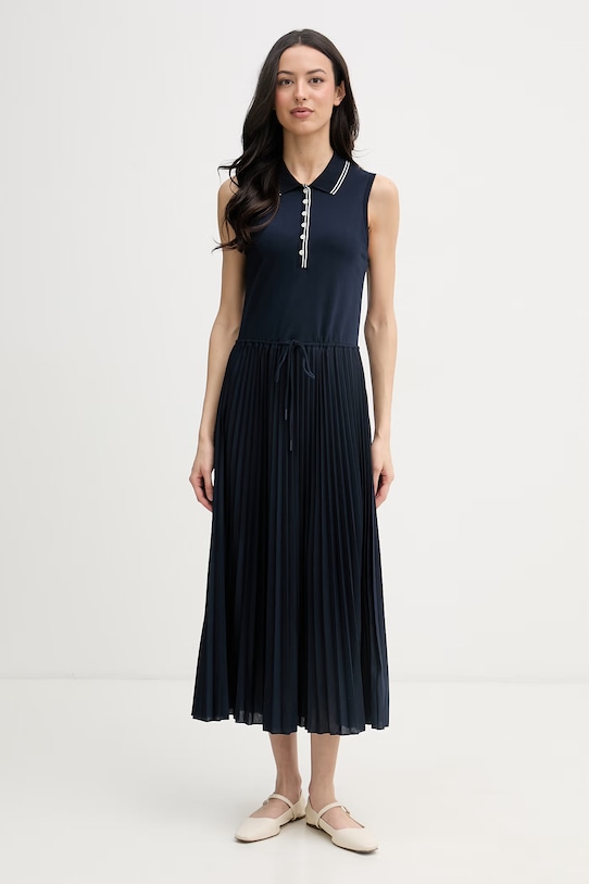 Tommy Hilfiger plisirana haljina s pamukom mornarsko plava WW0WW49621