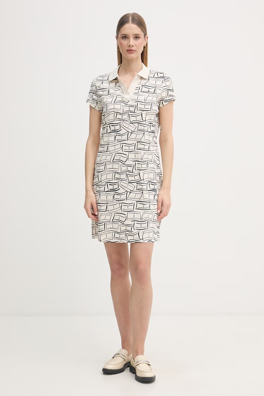 Tommy Hilfiger šaty s rozšíreným strihom WW0WW49719 béžová SS26