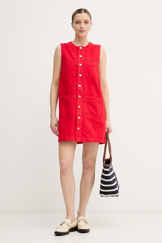 Tommy Hilfiger Καλοκαιρινό βαμβακερό WW0WW48584 κόκκινο SS26