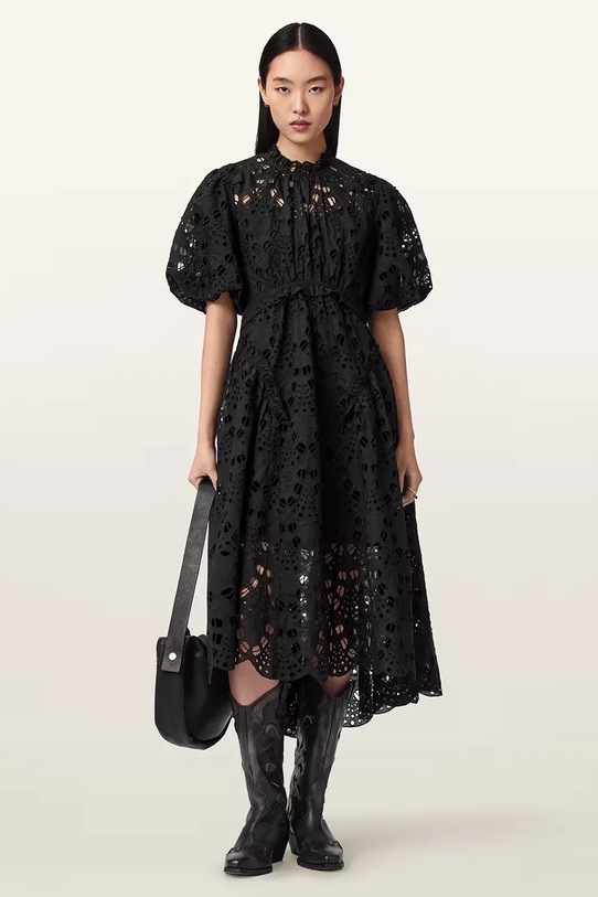 Odzież AllSaints sukienka rozkloszowana ODETTE W001DE czarny