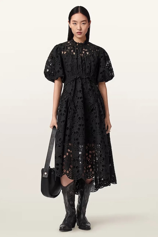 Odzież AllSaints sukienka rozkloszowana ODETTE W001DE czarny