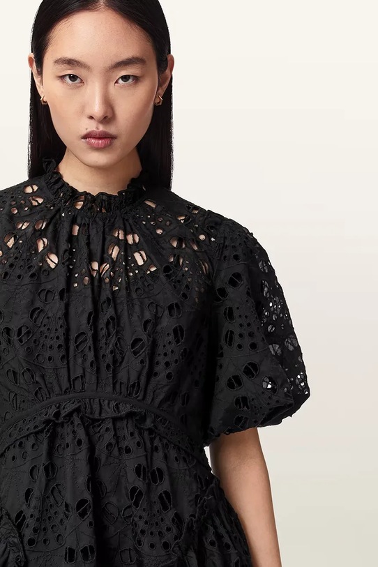 AllSaints sukienka rozkloszowana ODETTE czarny W001DE