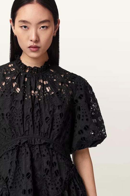 AllSaints sukienka rozkloszowana ODETTE czarny W001DE