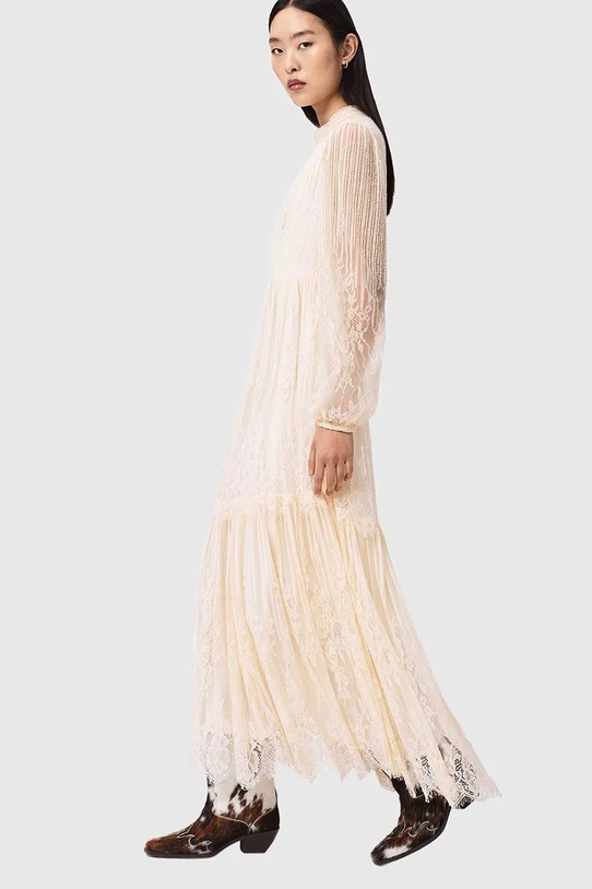 Odzież AllSaints sukienka rozkloszowana LILLIAN W081DE beżowy