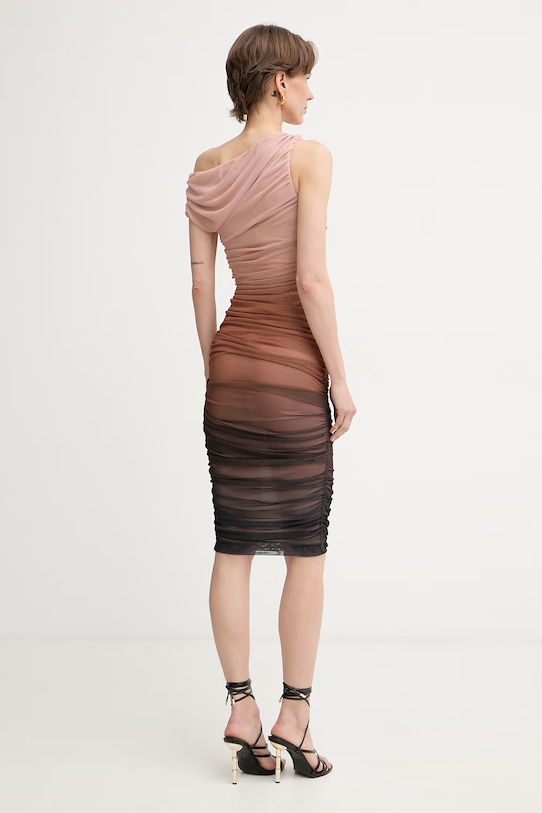 Ρούχα Elisabetta Franchi Ασύμμετρο φόρεμα AB93162E2 καφέ