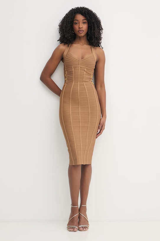 Elisabetta Franchi sukienka z wiskozy AM24D62E2 beżowy SS26