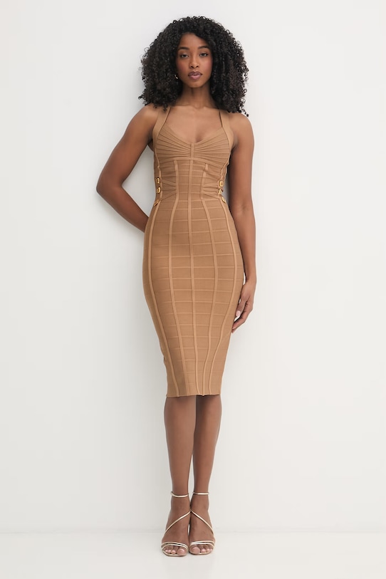 Elisabetta Franchi sukienka z wiskozy AM24D62E2 beżowy SS26