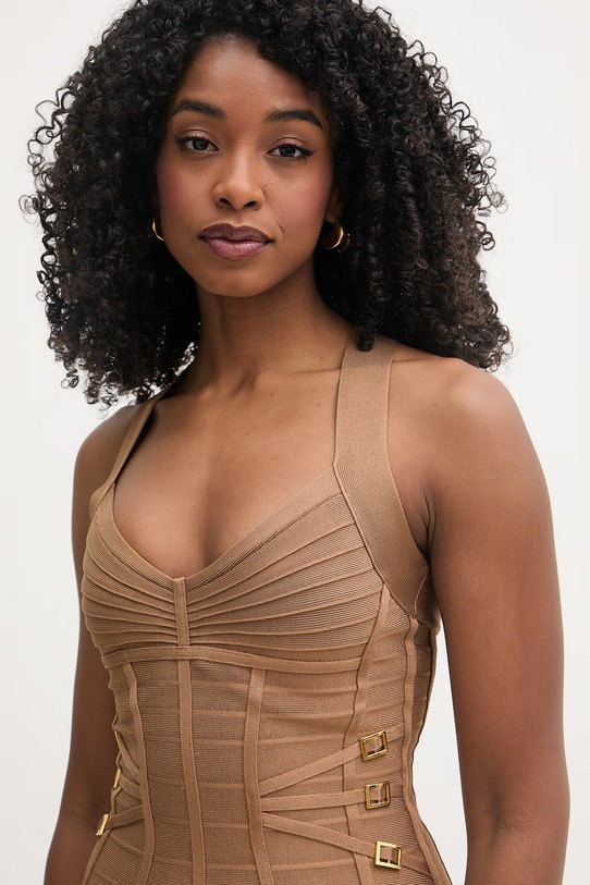 Elisabetta Franchi sukienka z wiskozy beżowy AM24D62E2