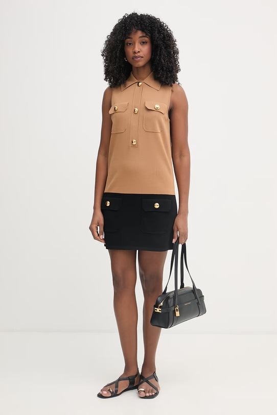 Elisabetta Franchi sukienka z wiskozy AM31B62E2 beżowy SS26