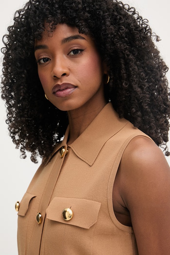 Elisabetta Franchi sukienka z wiskozy beżowy AM31B62E2