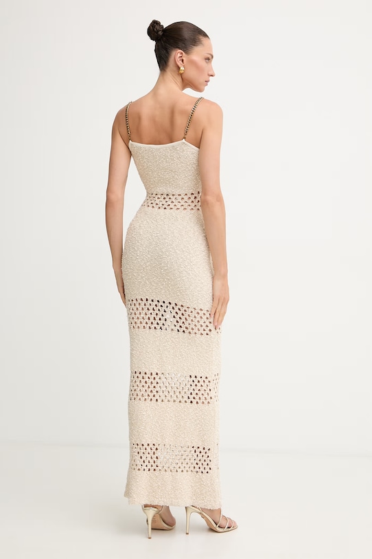 Odzież Elisabetta Franchi sukienka z bawełną AM41R62E2 beżowy