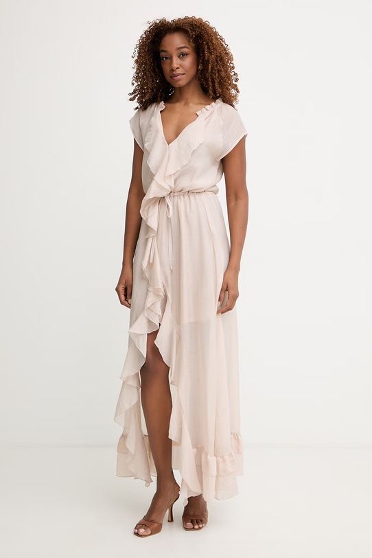 Guess šaty s lyocellom MAELYS W6GK87.W2111 béžová SS26