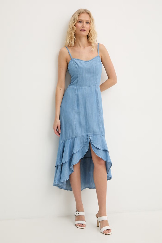 Odzież Guess sukienka letnia jeansowa MARINA W6GK89.D0908 niebieski