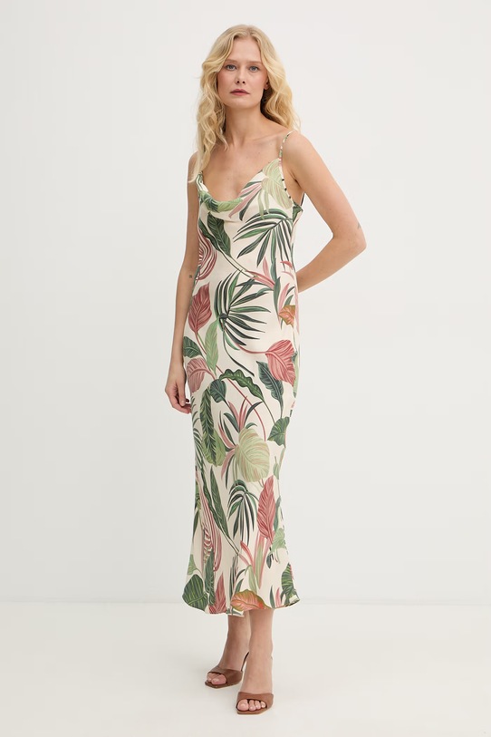 Guess spodnja obleka z viskozo AKILINA W6GK94.W2266 zelena SS26