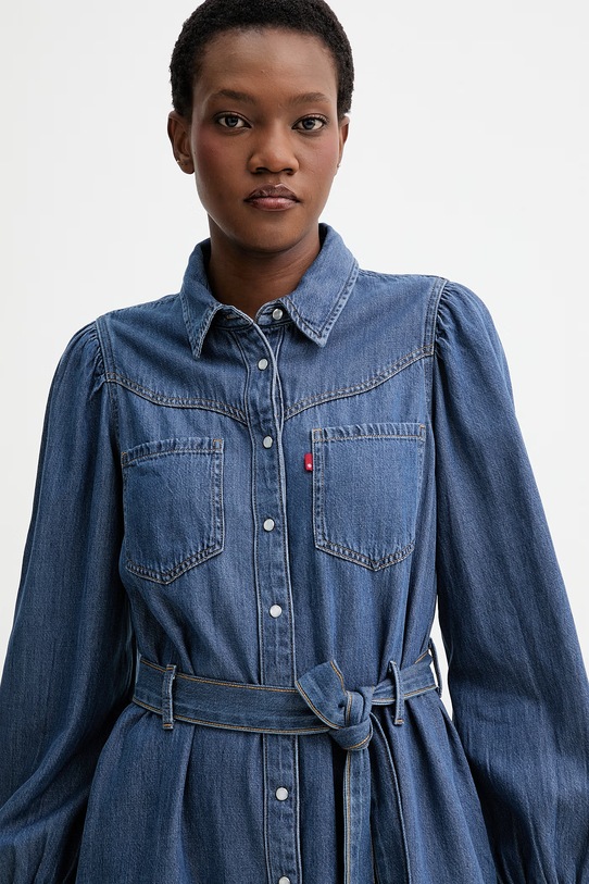 Rifľové šaty Levi's JOURNEY LS MAXI modrá 005OK