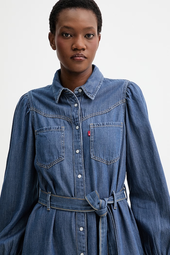 Rifľové šaty Levi's JOURNEY LS MAXI modrá 005OK