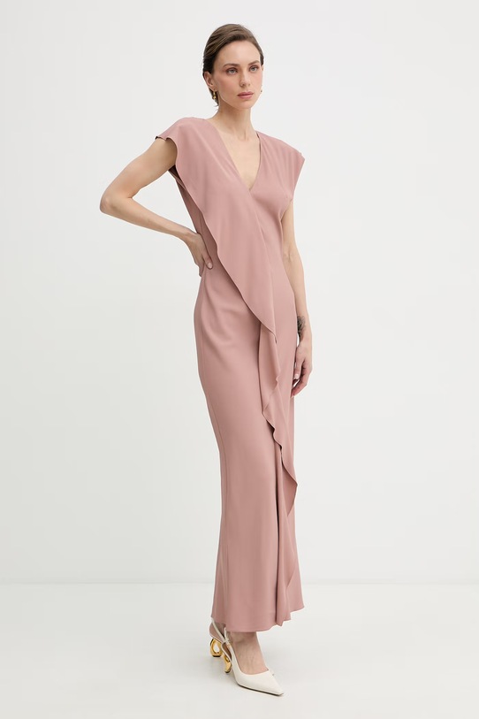 Patrizia Pepe sukienka z wiskozą 2A3036.A738 brązowy SS26