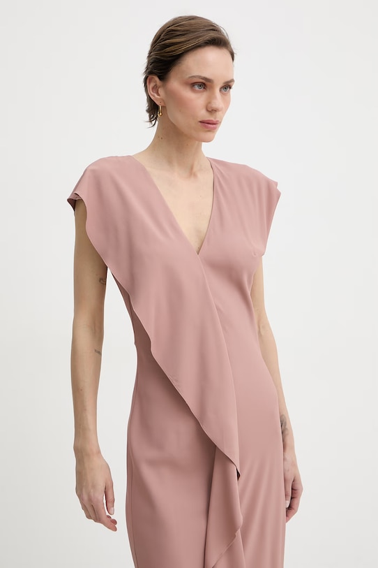 Patrizia Pepe šaty s viskózou hnedá 2A3036.A738