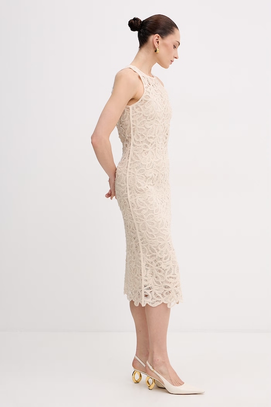 Patrizia Pepe sukienka bawełniana 2A3074.A774 beżowy SS26