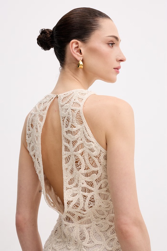 Patrizia Pepe sukienka bawełniana beżowy 2A3074.A774