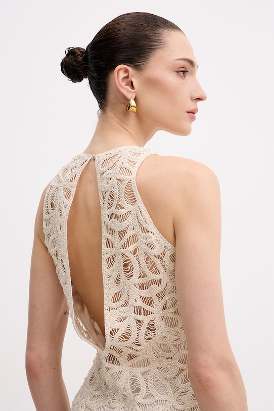 Patrizia Pepe sukienka bawełniana beżowy 2A3074.A774