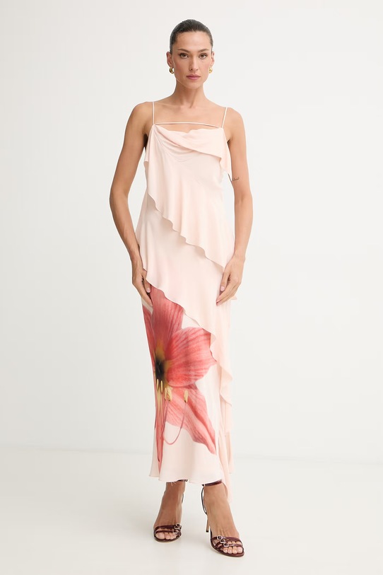 Patrizia Pepe sukienka z wiskozy beżowy 2A3090.A765