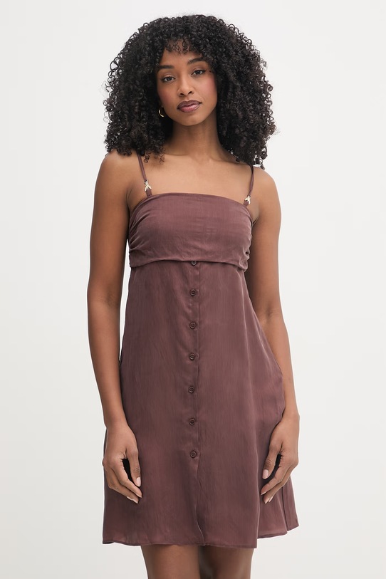 Patrizia Pepe sukienka z wiskozy brązowy 2C1713.A752