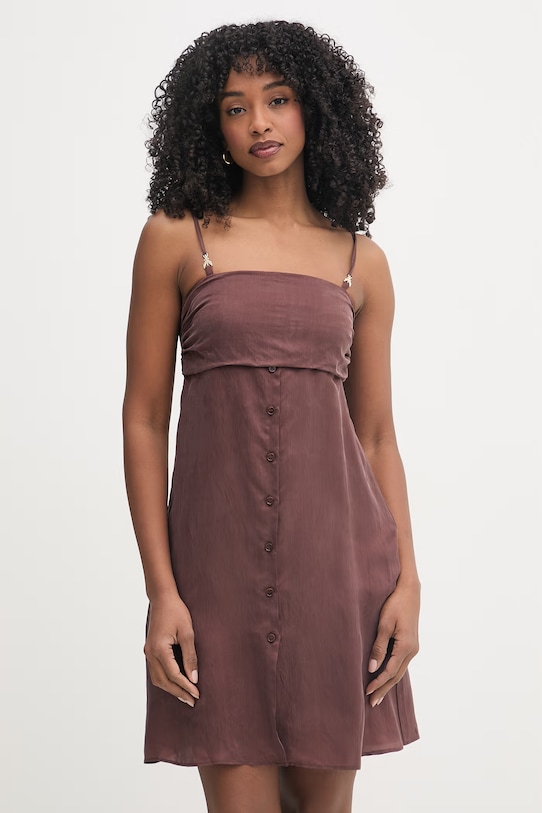 Patrizia Pepe sukienka z wiskozy brązowy 2C1713.A752