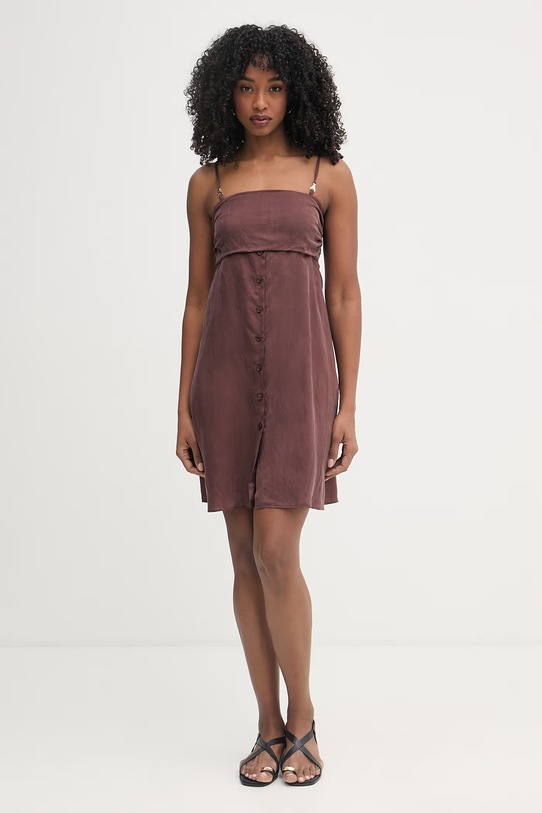 Patrizia Pepe sukienka z wiskozy 2C1713.A752 brązowy SS26