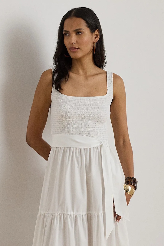 Odzież Lauren Ralph Lauren sukienka rozkloszowana bawełniana 200P09118 biały