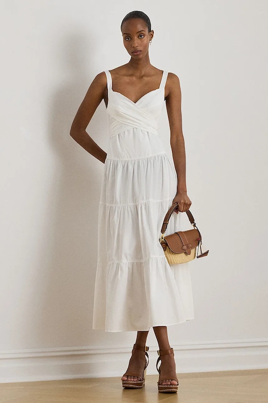 Lauren Ralph Lauren sukienka bawełniana bawełna biały 200P13460