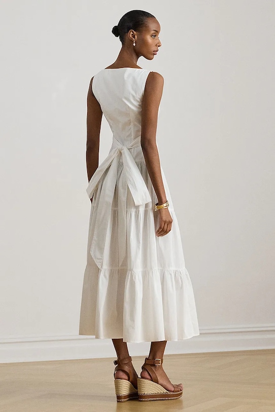 Lauren Ralph Lauren sukienka bawełniana 200P13460 biały SS26