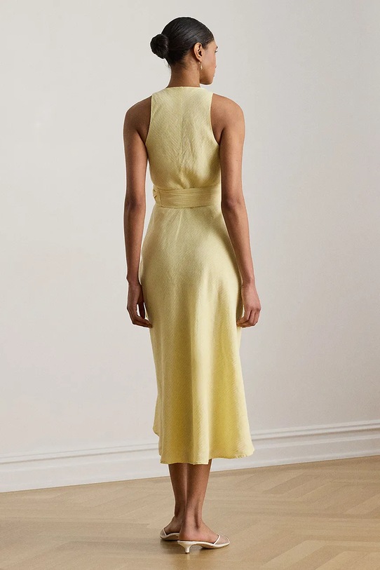 Lauren Ralph Lauren лятна рокля от лен 200P13587 жълт SS26