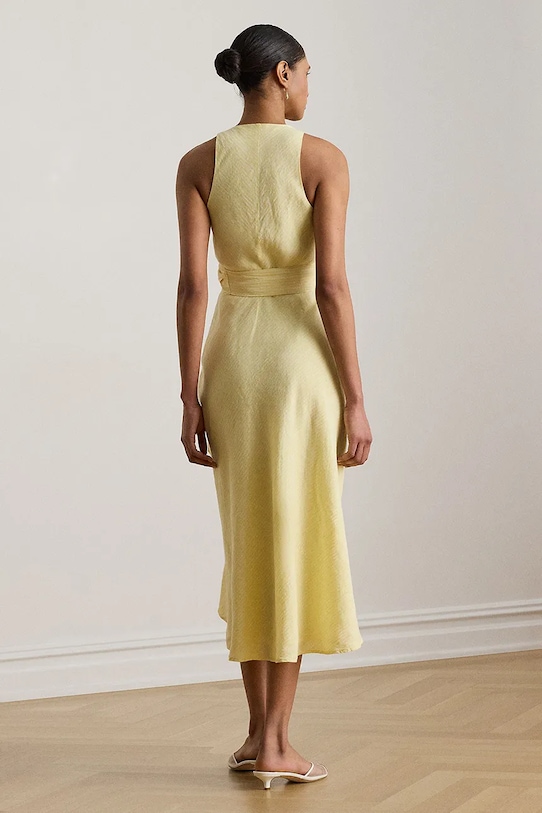 Lauren Ralph Lauren letné šaty ľanové 200P13587 žltá SS26