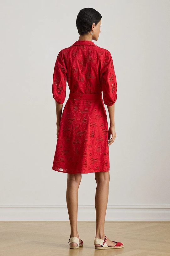 Lauren Ralph Lauren sukienka koszulowa bawełniana 200P13593 czerwony SS26