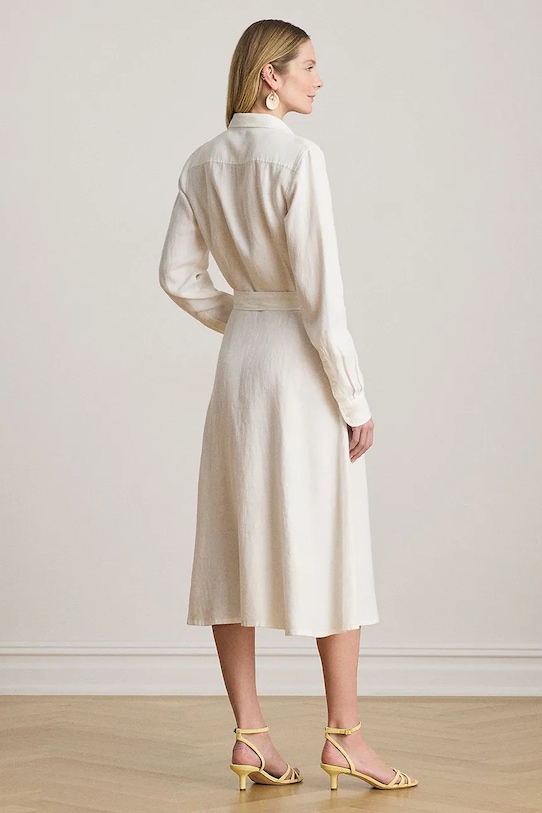 Lauren Ralph Lauren sukienka lniana 200P13687 biały SS26