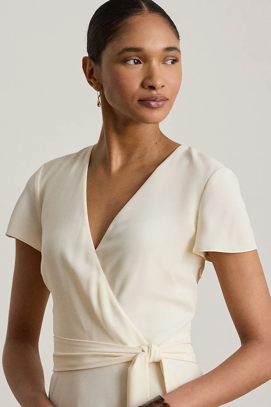 Lauren Ralph Lauren sukienka kopertowa beżowy 200P13812