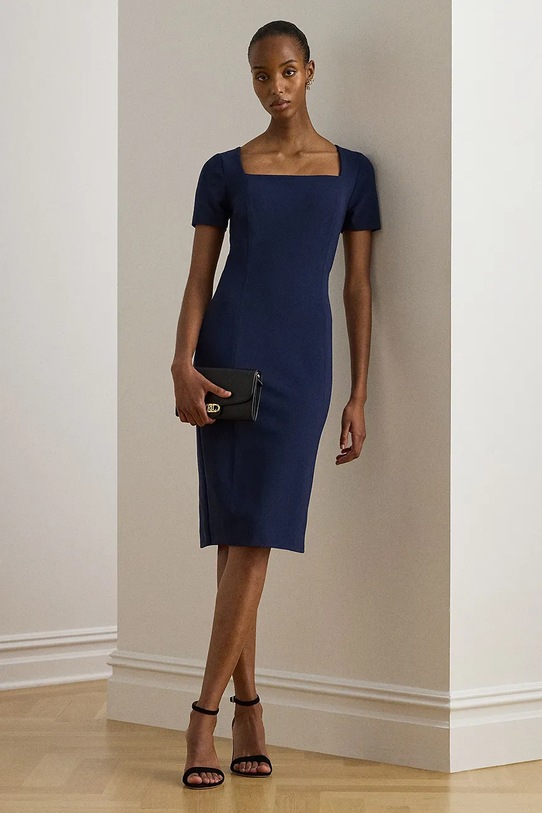 Lauren Ralph Lauren sukienka z wiskozą granatowy 253P08759