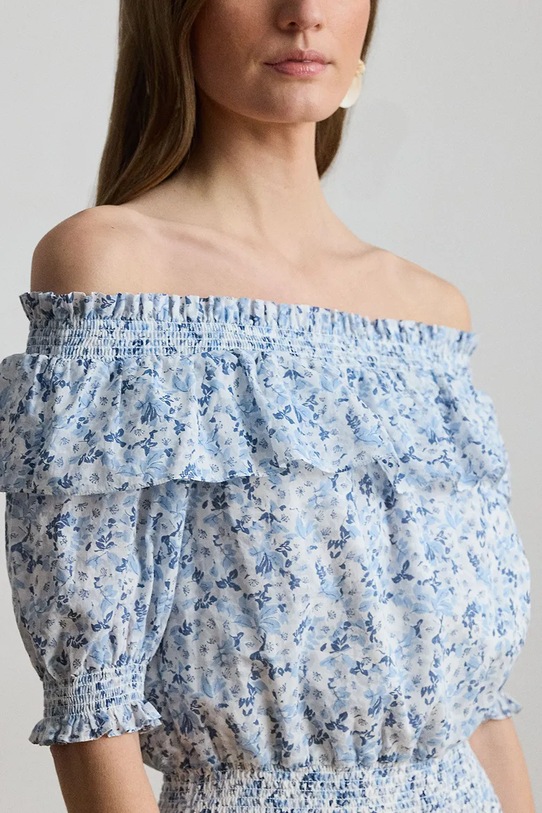 Lauren Ralph Lauren sukienka hiszpanka bawełniana niebieski 200P08959