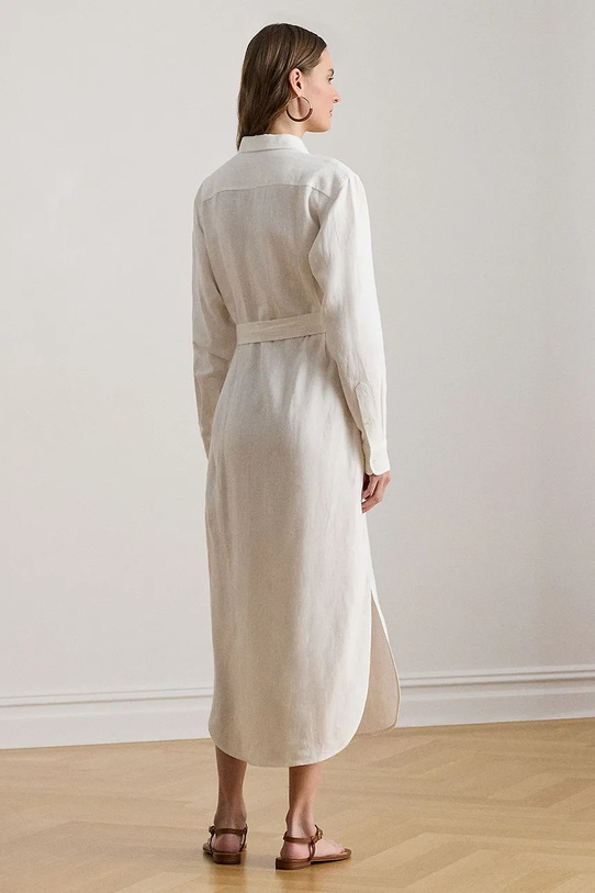 Lauren Ralph Lauren sukienka koszulowa lniana 200P13685 biały SS26