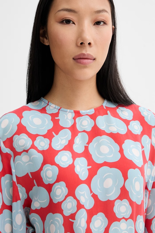 Marimekko poletna obleka iz cupro rdeča 095227