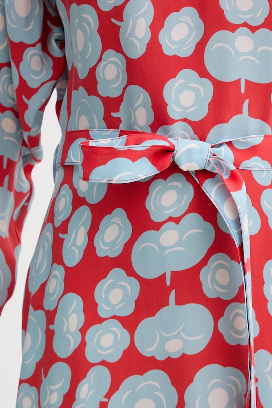 Marimekko poletna obleka iz cupro 095227 rdeča