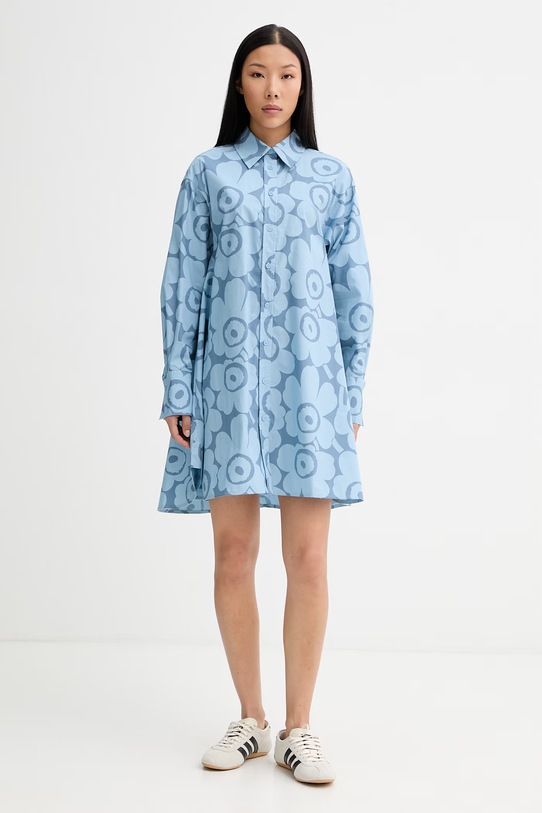 Marimekko haljina u stilu košulje od pamuka plava 095172