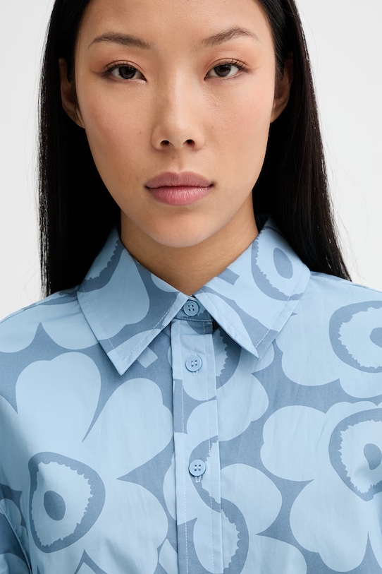 Marimekko haljina u stilu košulje od pamuka plava 095172