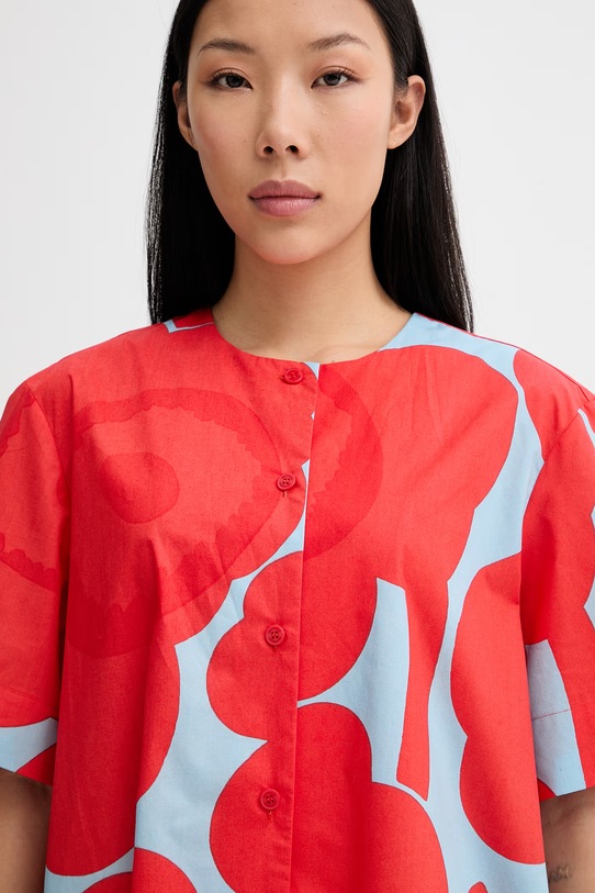 Marimekko haljina u stilu košulje od pamuka crvena 095217