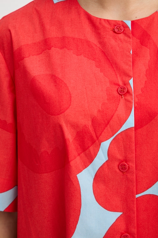 Marimekko haljina u stilu košulje od pamuka 095217 crvena