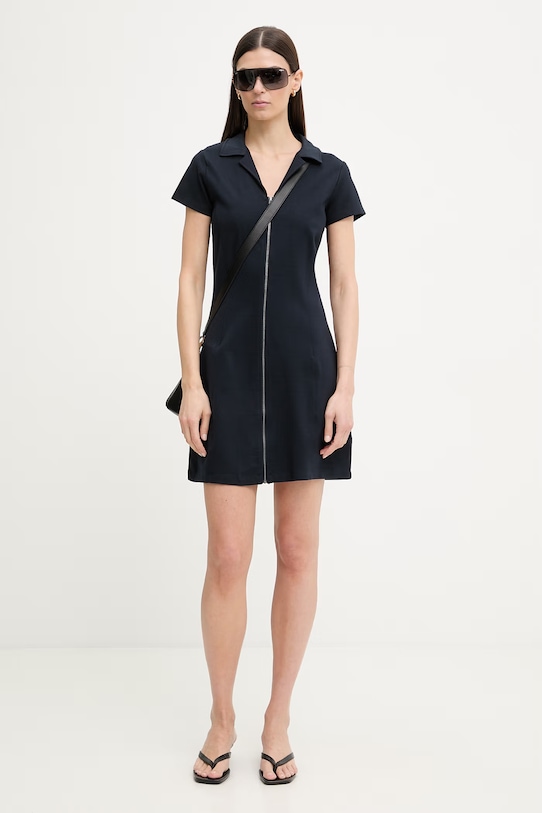 G-Star sukienka z wiskozą Soft sculpt fit flare D28665.E406 granatowy SS26