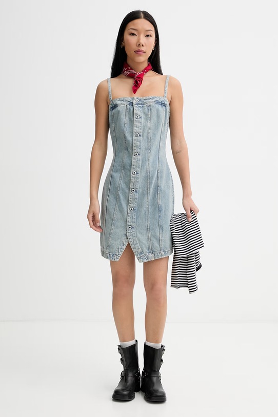 G-Star φόρεμα ντένιμ Kick Bustier D28505.E352 μπλε SS26