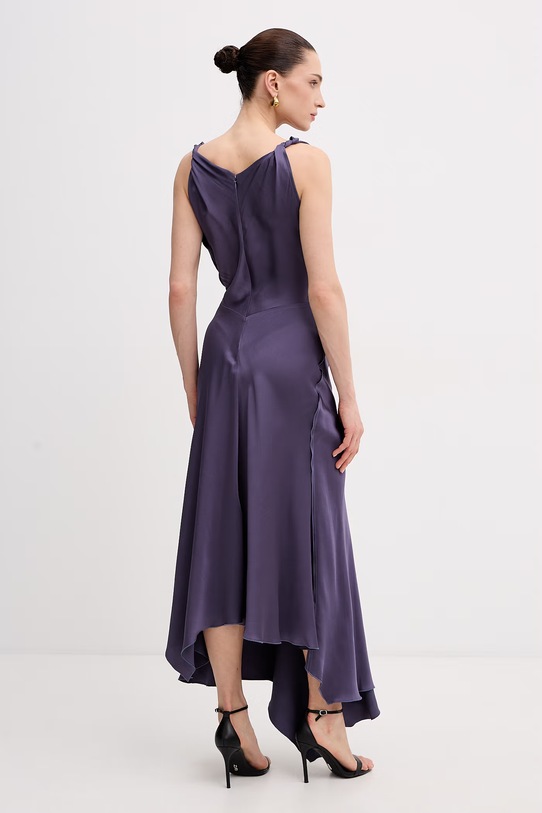 Odzież Victoria Beckham sukienka drapowana z wiskozą 1226WDR006029A fioletowy